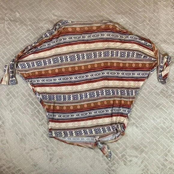 Womens Large Lightweight Cardigan Shirt Open Front Colorful Aztec Geometric - Picture 11 of 12